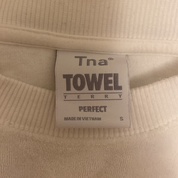 TNA white towel terry perfect crew neck sweater - Picture 2 of 3